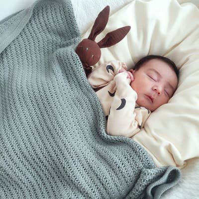 Powder Mist Green Blue Baby Blanket by Blankei