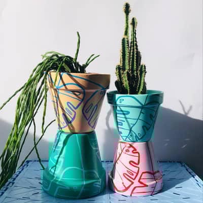 Colourful plant pots
