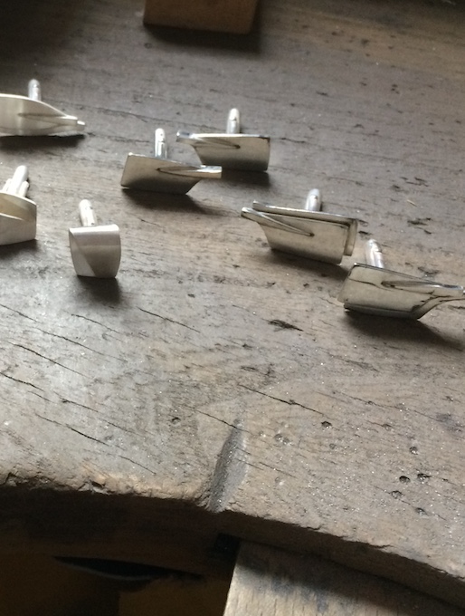 Making cufflinks at my bench