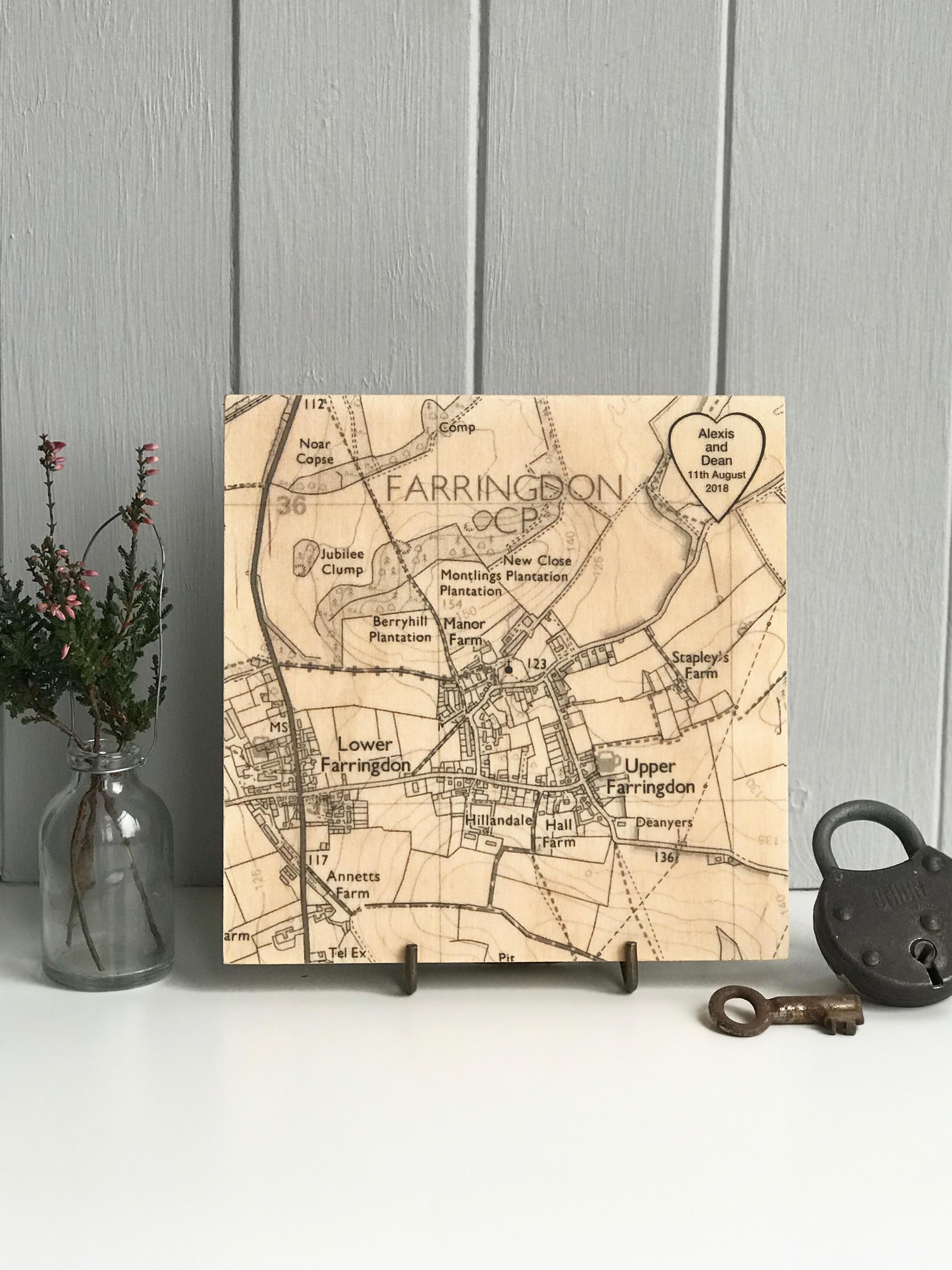 Personalised University Graduation Map printed on wood
