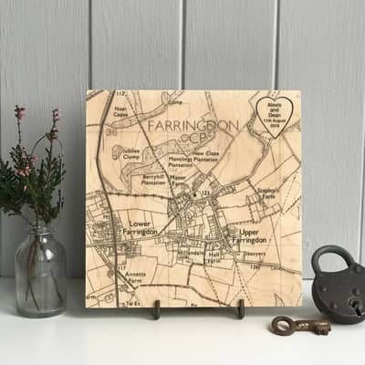Personalised University Graduation Map printed on wood