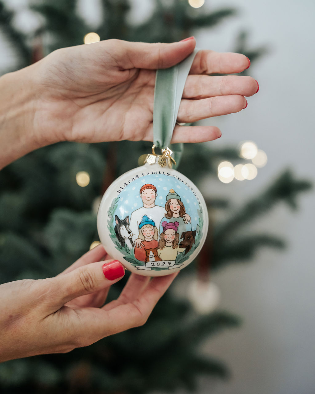 Snowy Family Portrait Bauble
