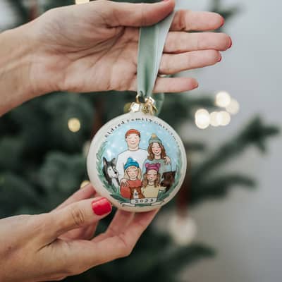 Snowy Family Portrait Bauble