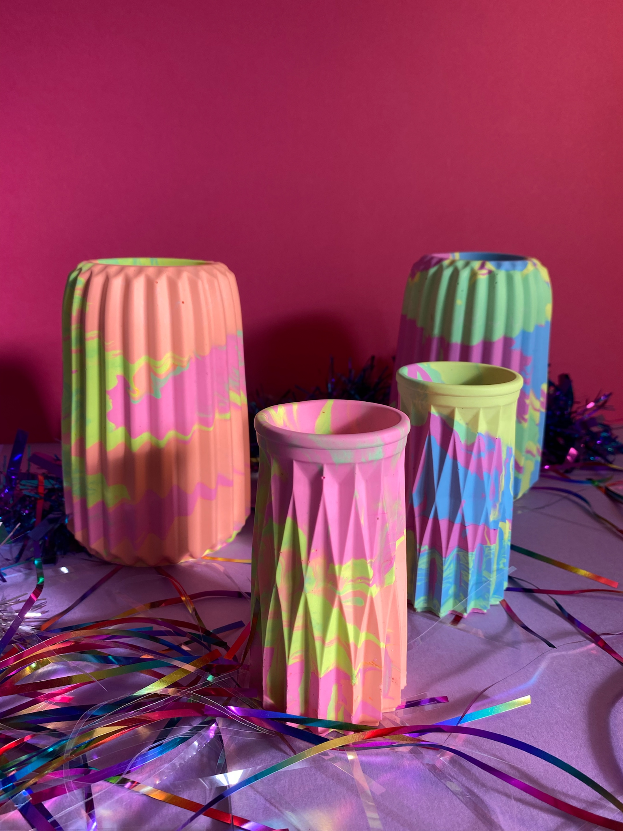 neon jesmonite vase