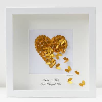 Personalised hand made butterfly wall art for a wedding gift or anniversary gift.