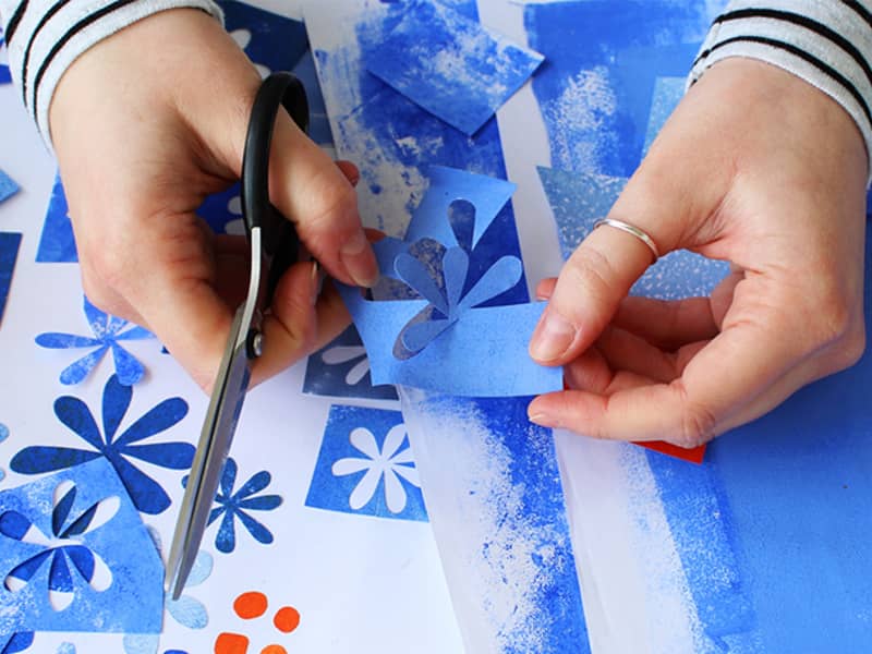 Fiona Clabon making a paper collage in her Bristol studio