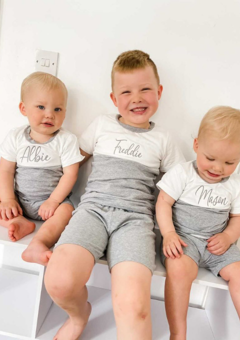 Personalised kids summer shorts set