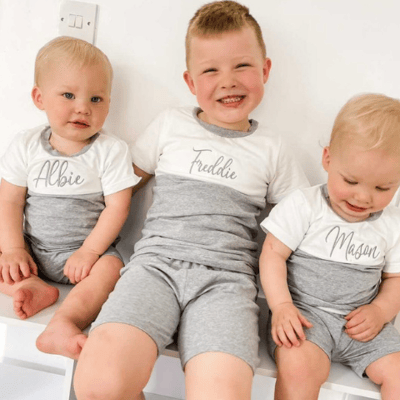 Personalised kids summer shorts set