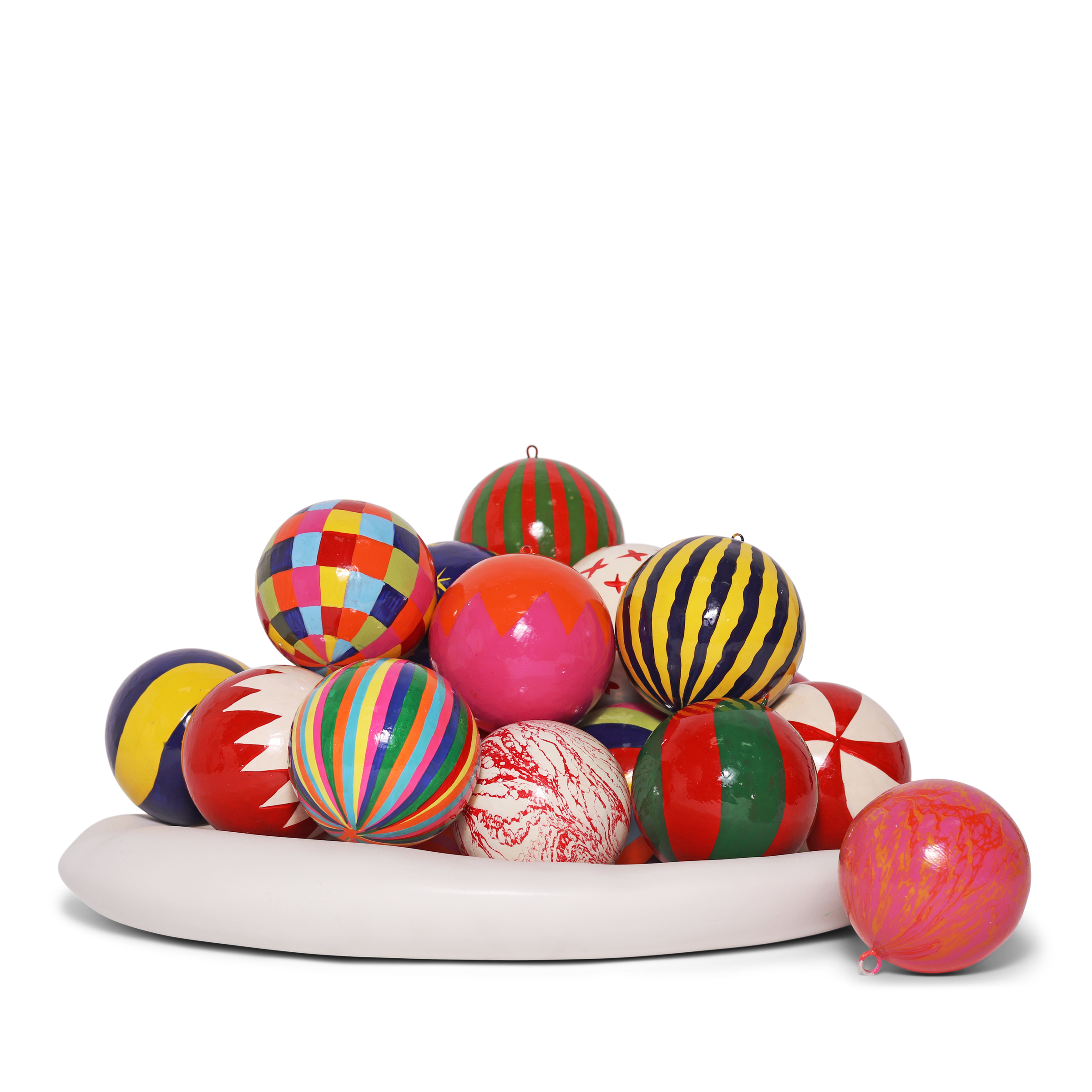 Cotton Mache decorations on tree