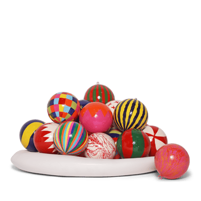 Cotton Mache decorations on tree