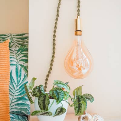 Macrame Lamp Hanging On Wall
