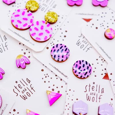 Patterned pink earrings