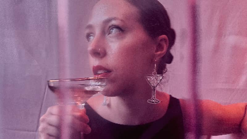Model Shot wearing the Martini Glass Earrings