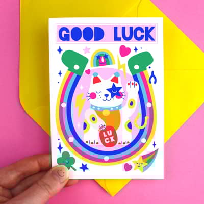 Good Luck Cat Greeting Card