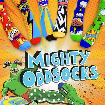 Meet The Mighty Oddsocks! Mild-mannered by day, this vibrant hero springs into action whenever drab socks threaten to drain the world’s spirit. The Mighty Oddso