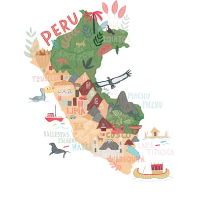 Steph Marshall Illustration Illustrated Map of Peru