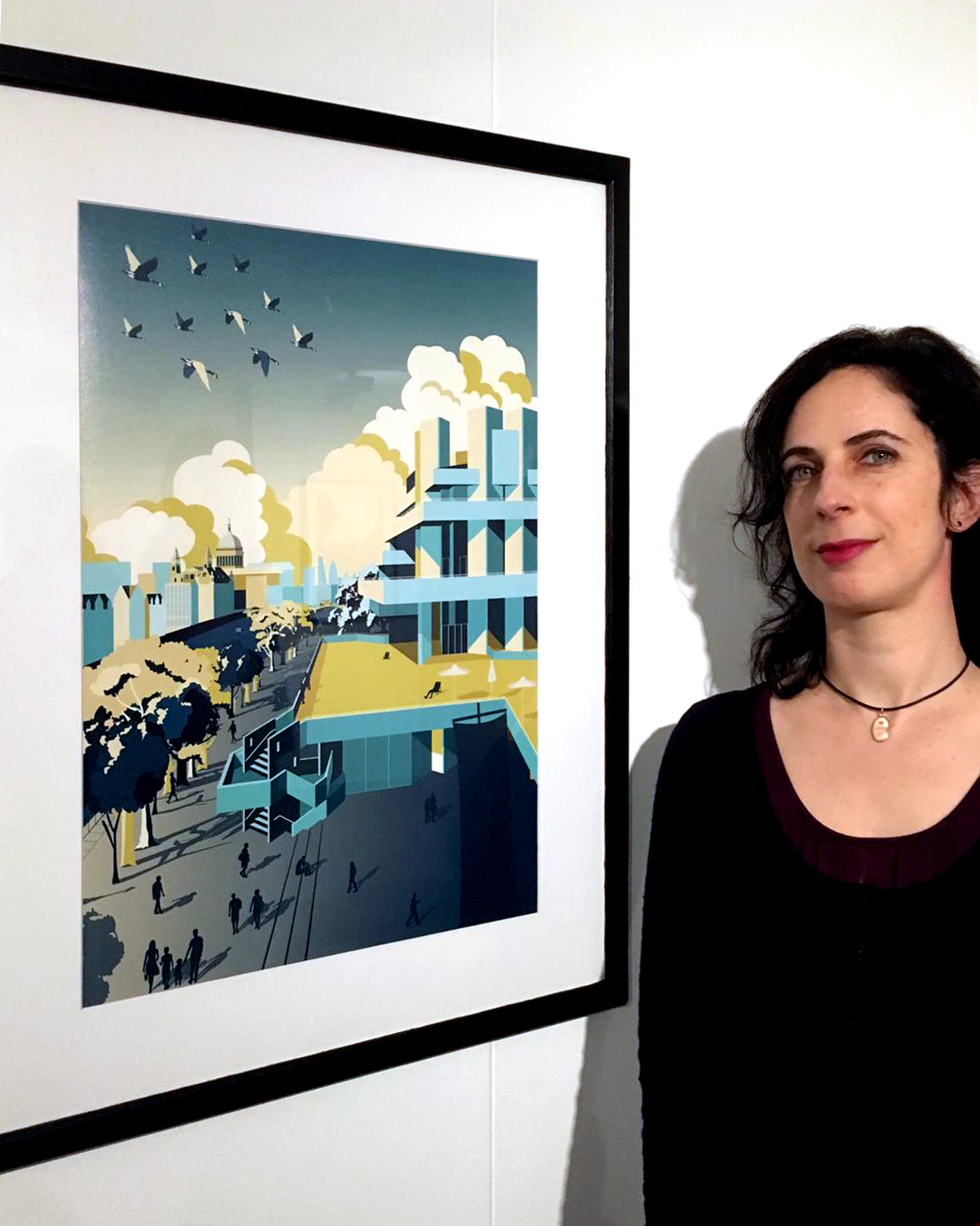 My print Waterloo Sunset on display at the London Transport Museum, as part of 'London Stories' organised by the Association of Illustrators