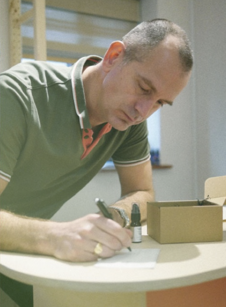 Nick writing a thank you note