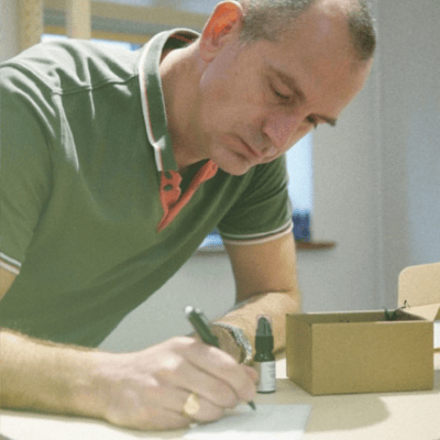 Nick writing a thank you note