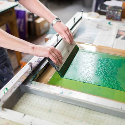 Silkscreen printing "Bigger Boat" in my Kew Gardens Studio