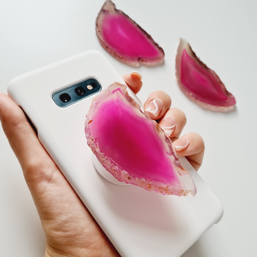 Pink Agate Stone Popsocket