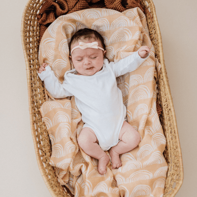 neutral rainbow muslin swaddle