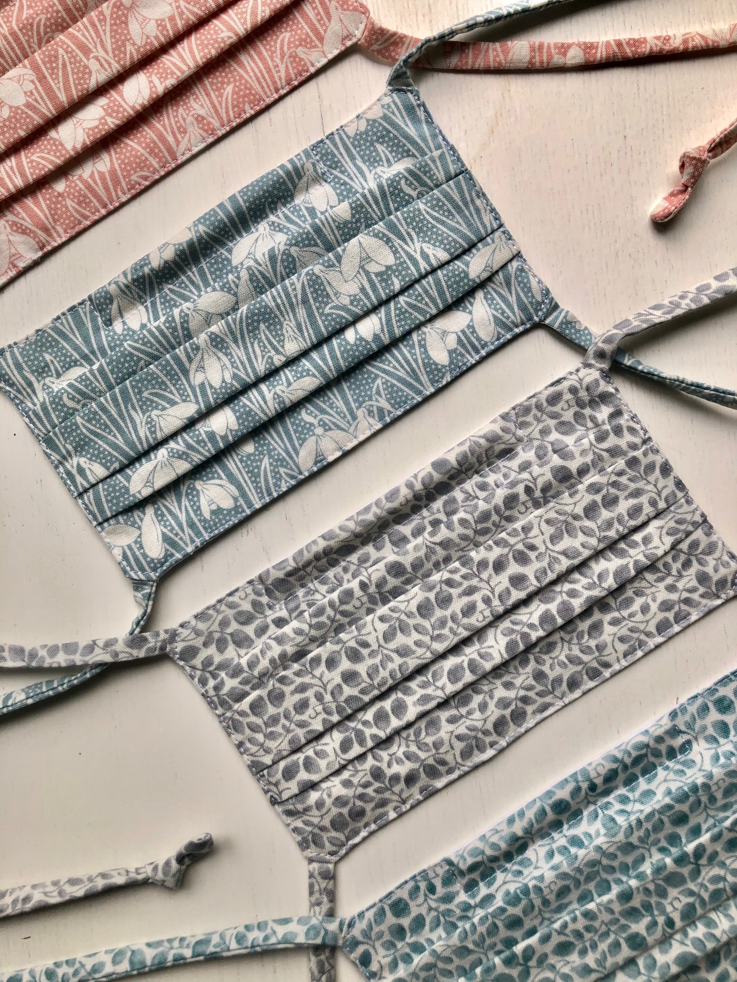 Four different pleated Liberty Cotton Face Masks