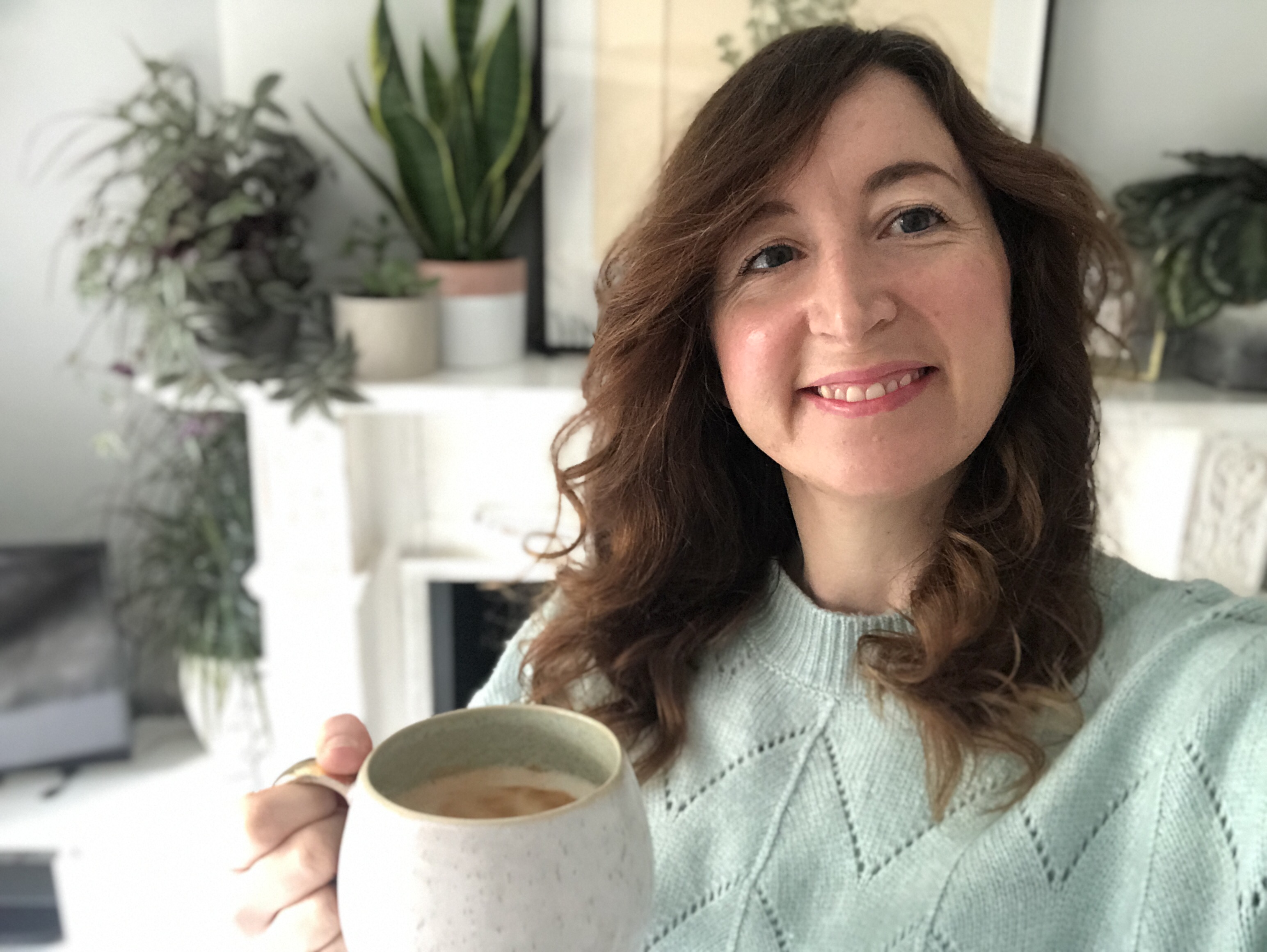 Rachel Bath enjoying a cheeky cuppa