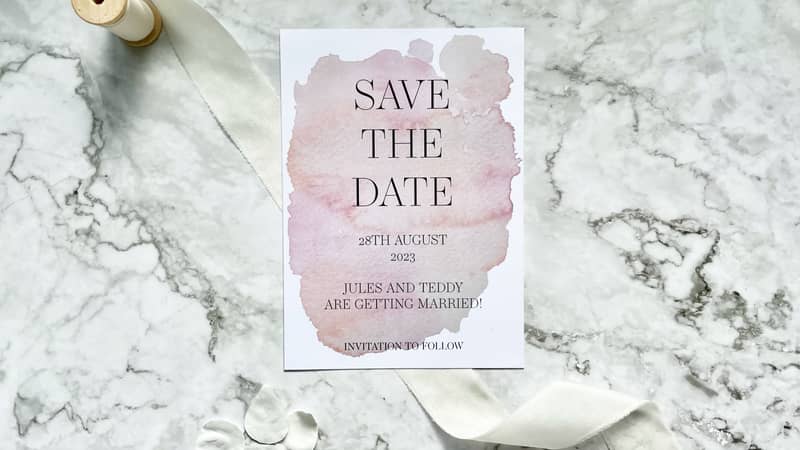 Watercolour Save The Date Card