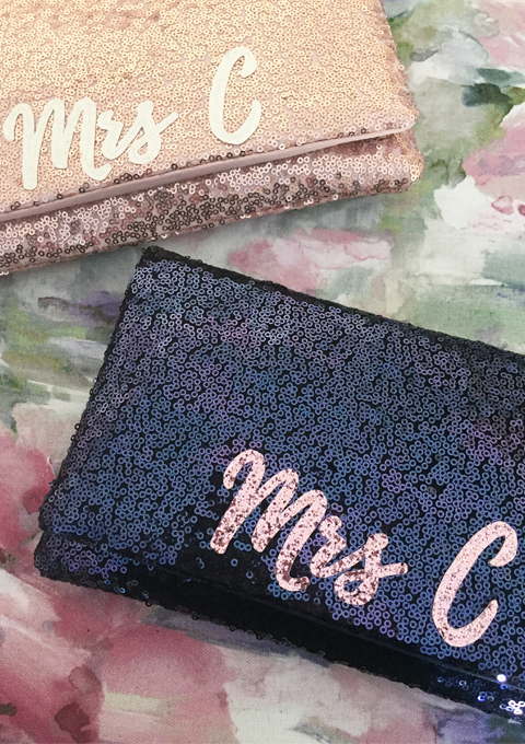 personalised bridal clutch