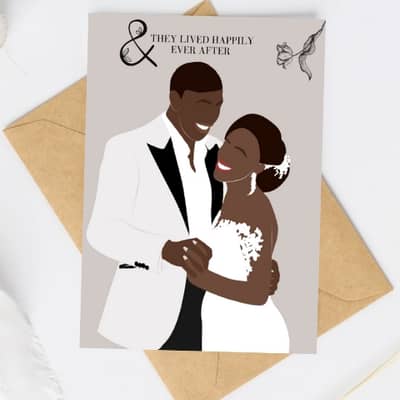 Black couple wedding greeting card