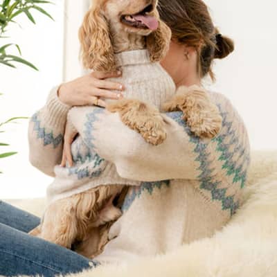 Hotdog Matching Owner Dog Fairisle Jumper Set Lifestyle Image