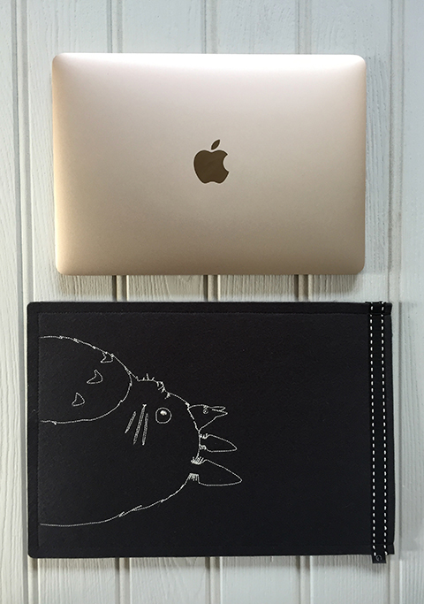 Totoro Inspired embroidered  Mac Book Case