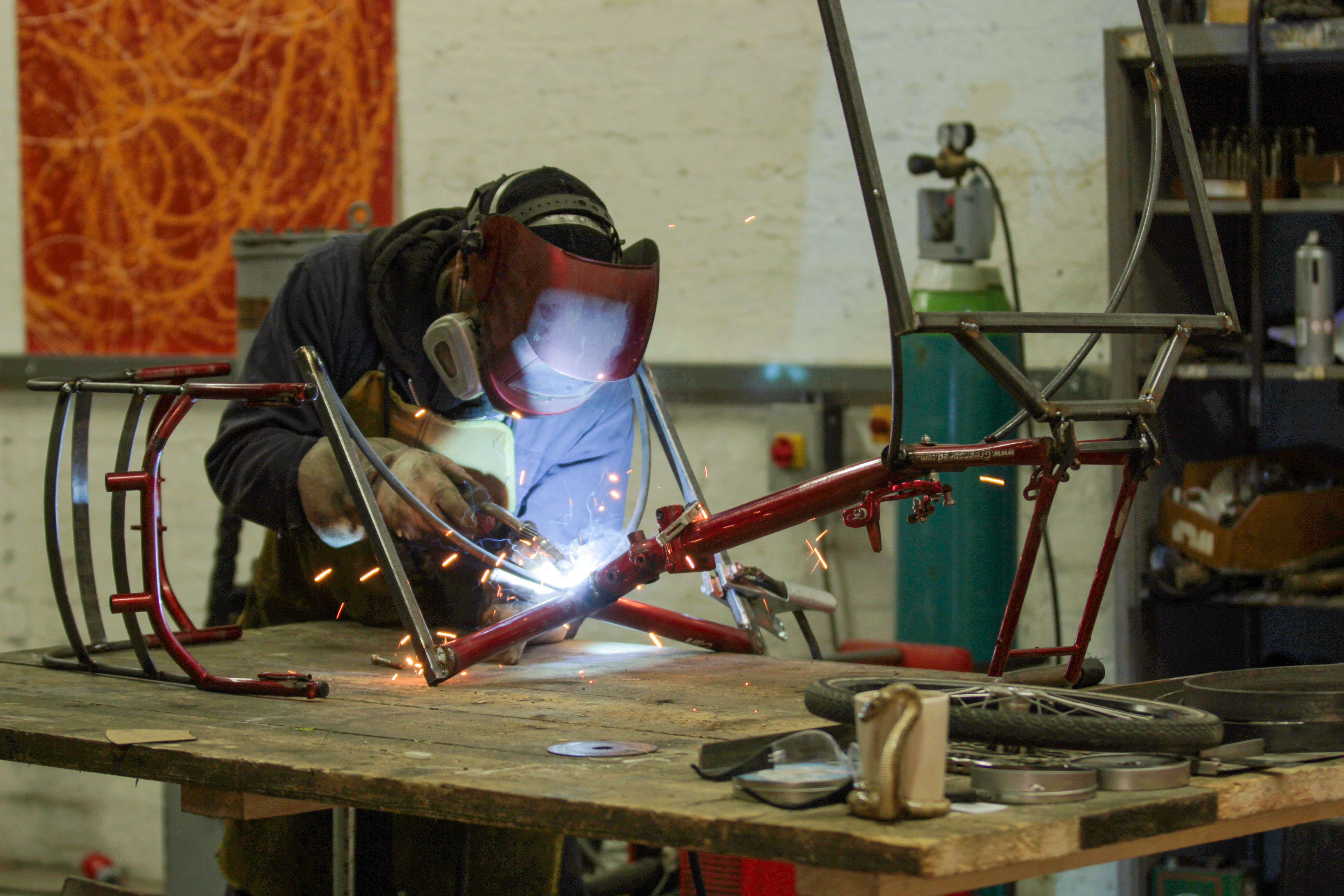 Sustainability is key and this bespoke piece was created by repurposing an unused trike. The outcome was a unique Industrial Modern bench!