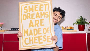 man with cheese print