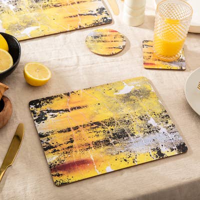 yellow pattern placemats