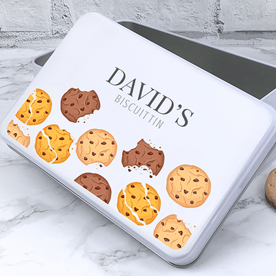 Personalised biscuit tin gift idea