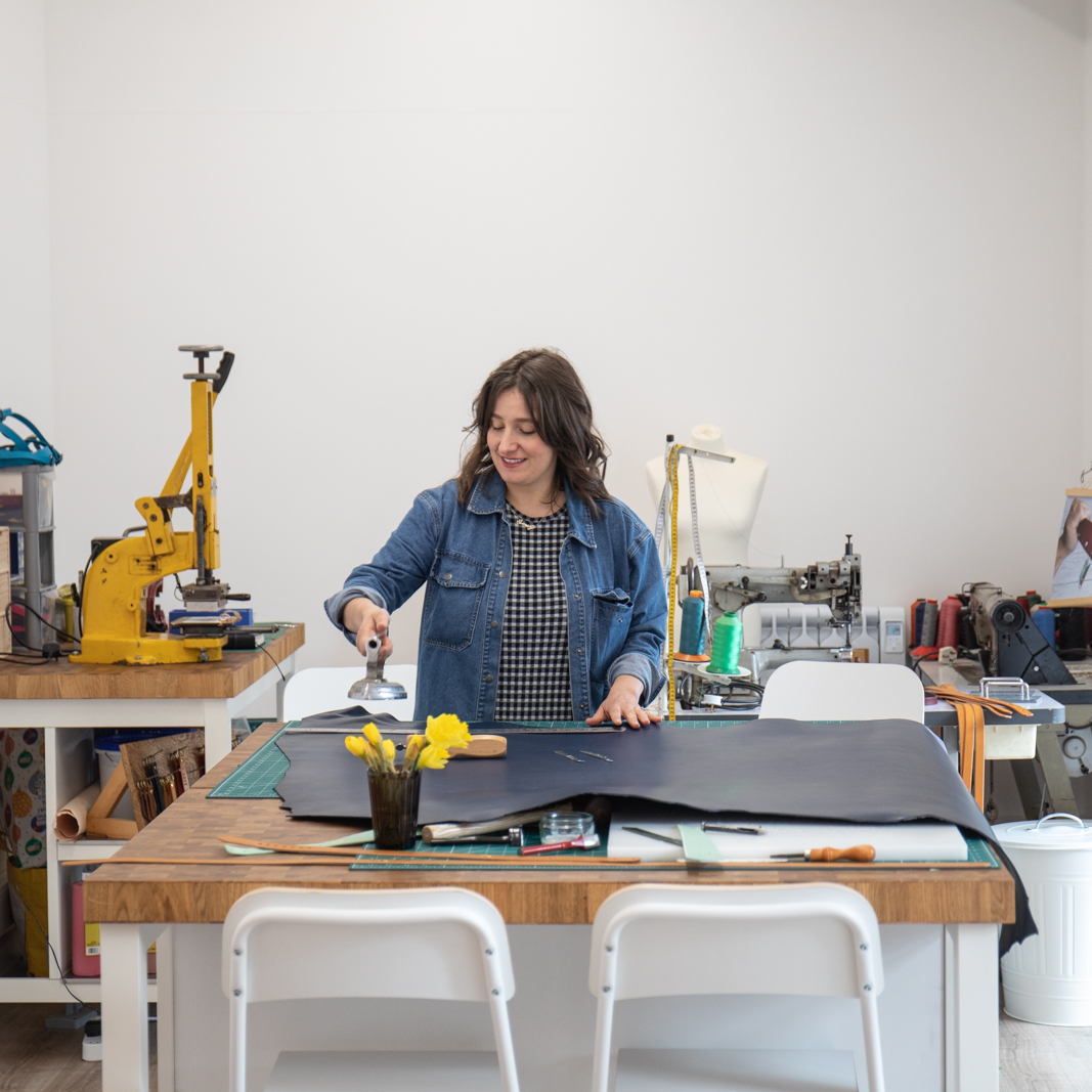 Natasha making her dog collars