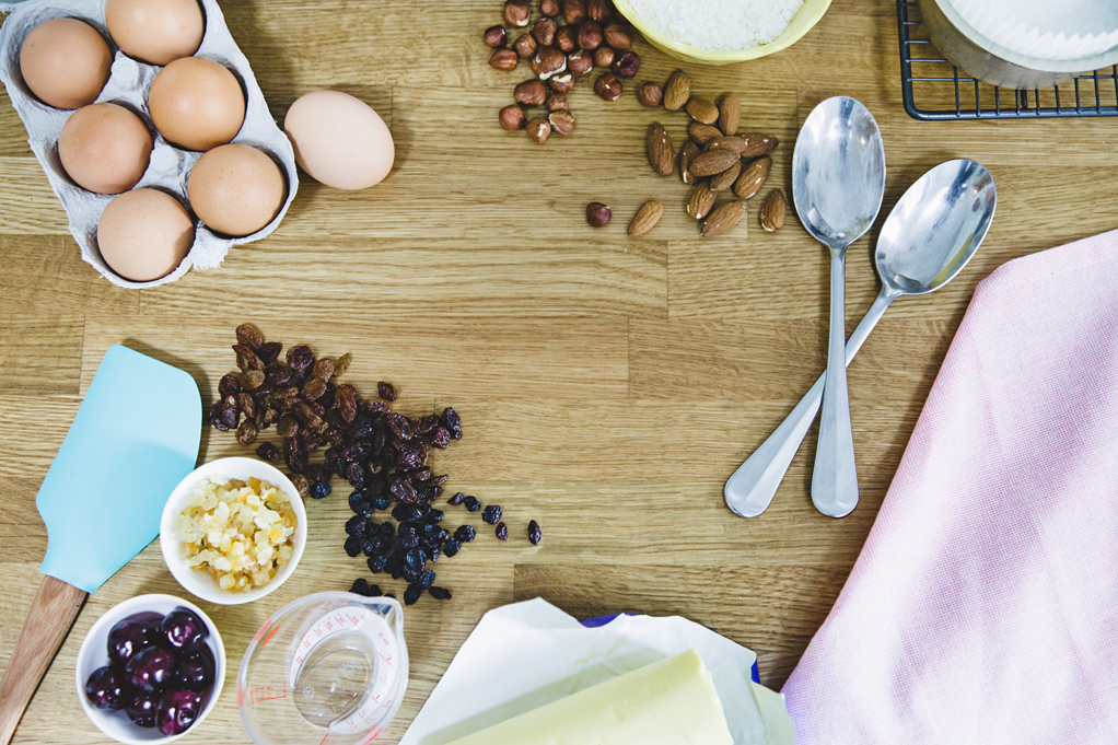 Locally sourced ingredients for hand made fruit cakes