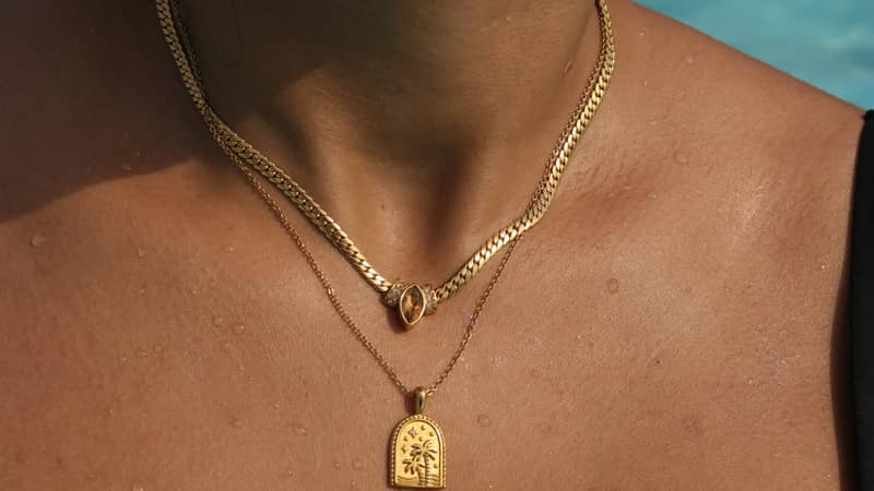 Gold Folk Jasmine & Palm Beach Necklace
