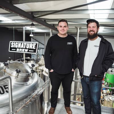Founders Tom Bott & Sam McGregor at Signature Brew's state of the art brewery in Walthamstow, Blackhorse Road, London, E17