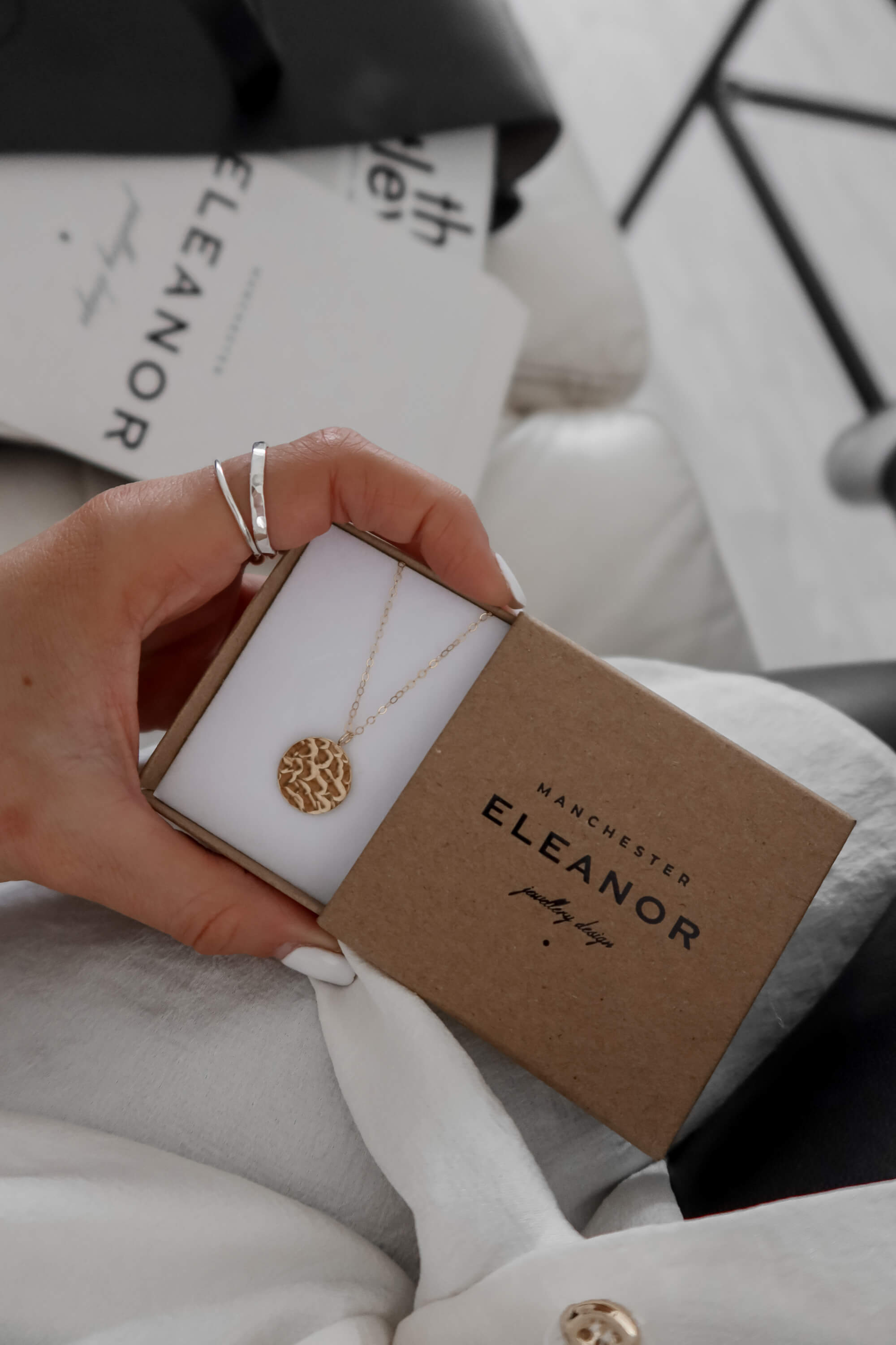 Hammered gold necklace