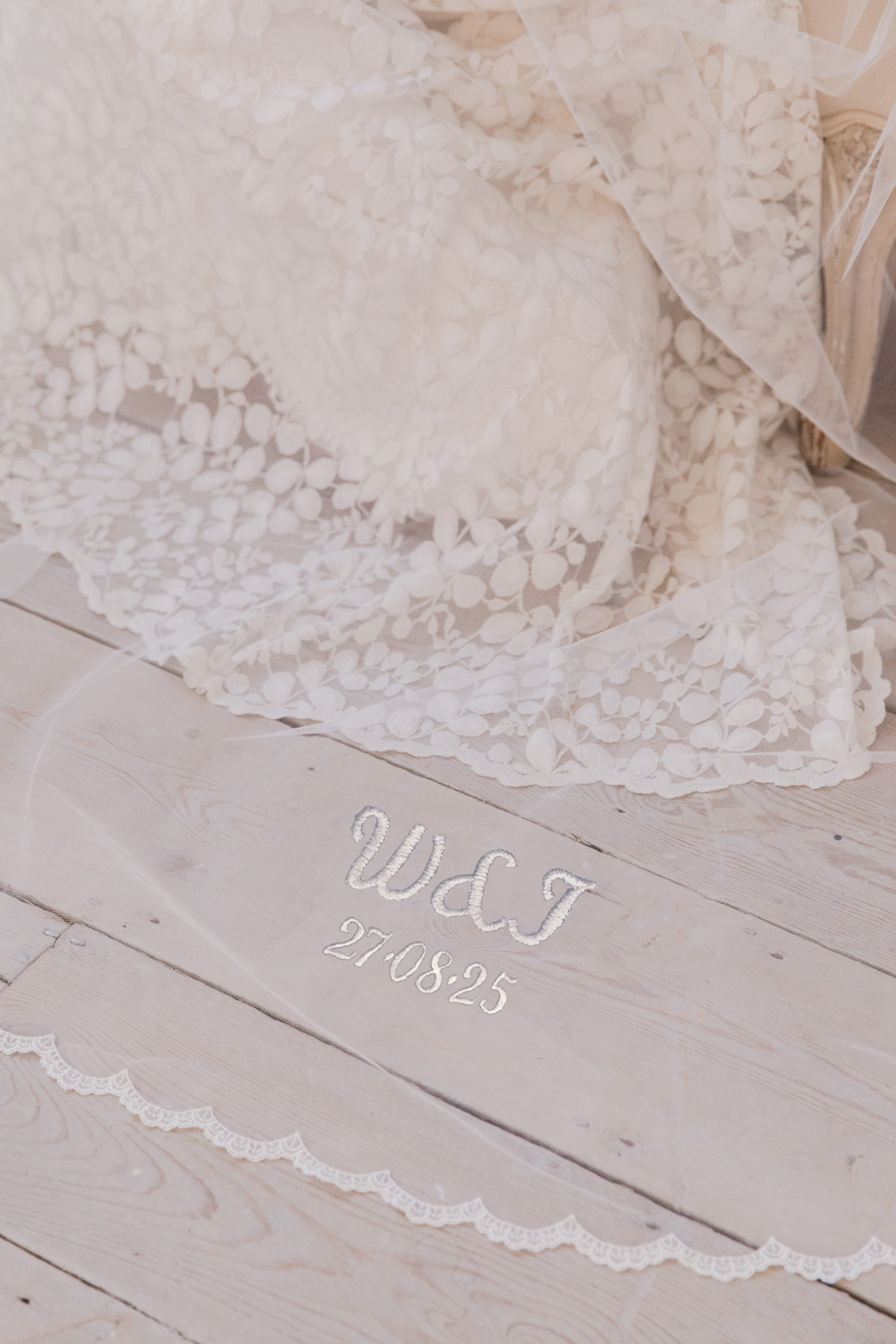 Embroidered wedding veil