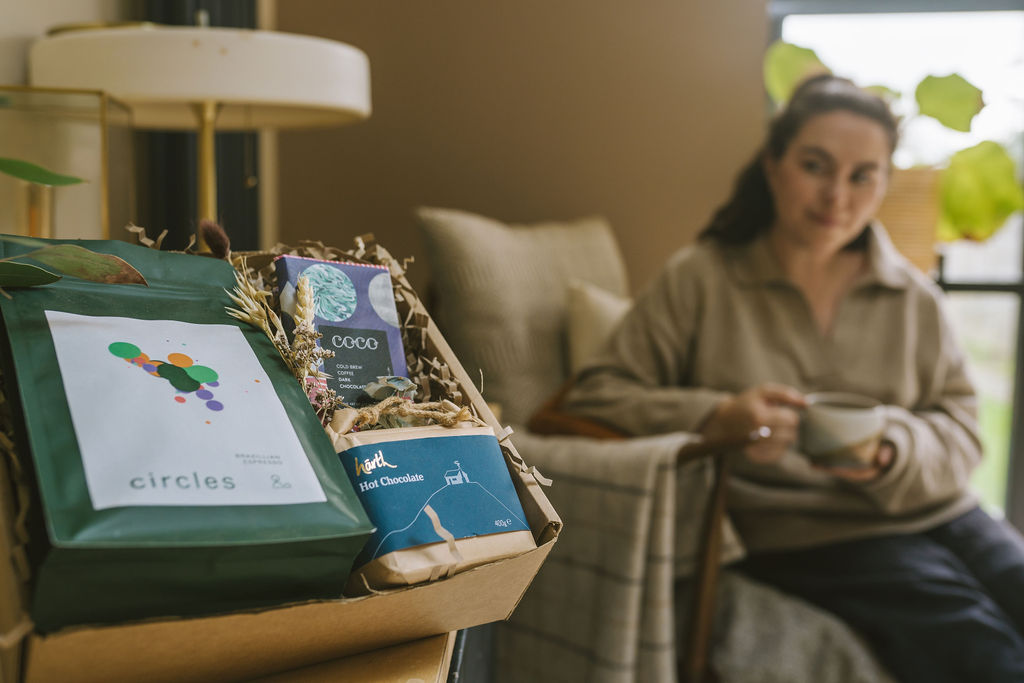 Handpicked luxury items, presented beautifully in our gift boxes, displayed in Ivy's home. 