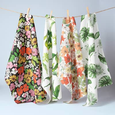 Tea towels hanging on a line