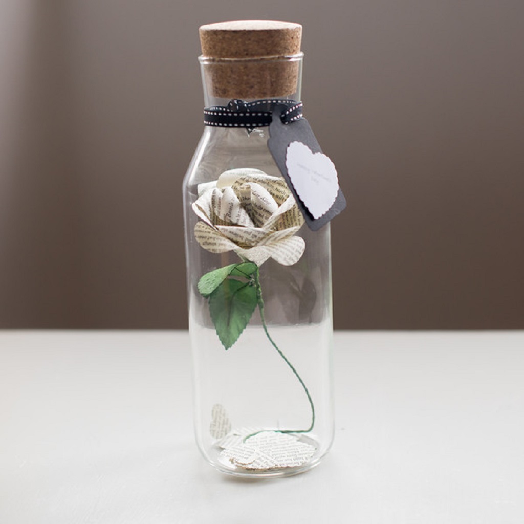 Book Page Wrapped Paper Rose