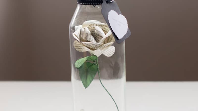 Book Page Wrapped Paper Rose