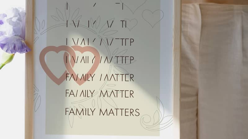 framed a4 poster that reads 'first and foremost, family matters'