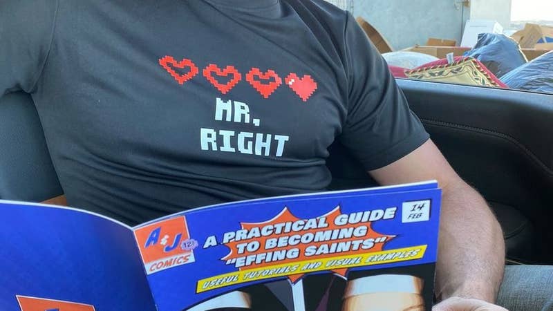 'Mr Right' reading his comic...
