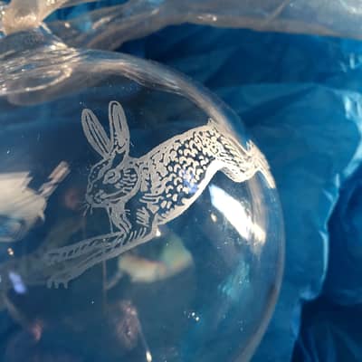 Glass etched march hare